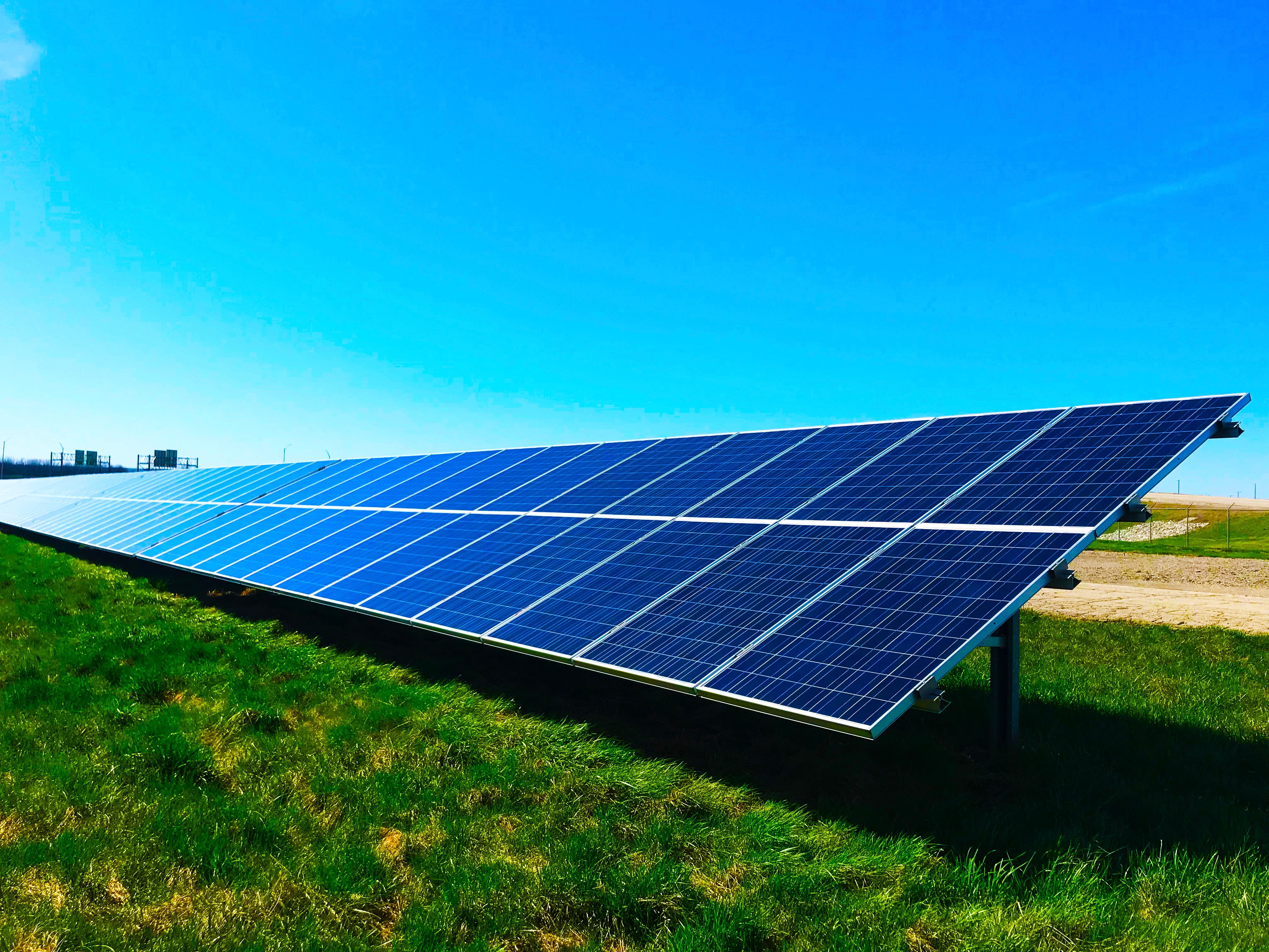 solar panels on field
