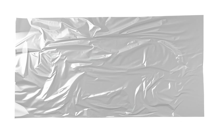 Wrinkled, clear vinyl film