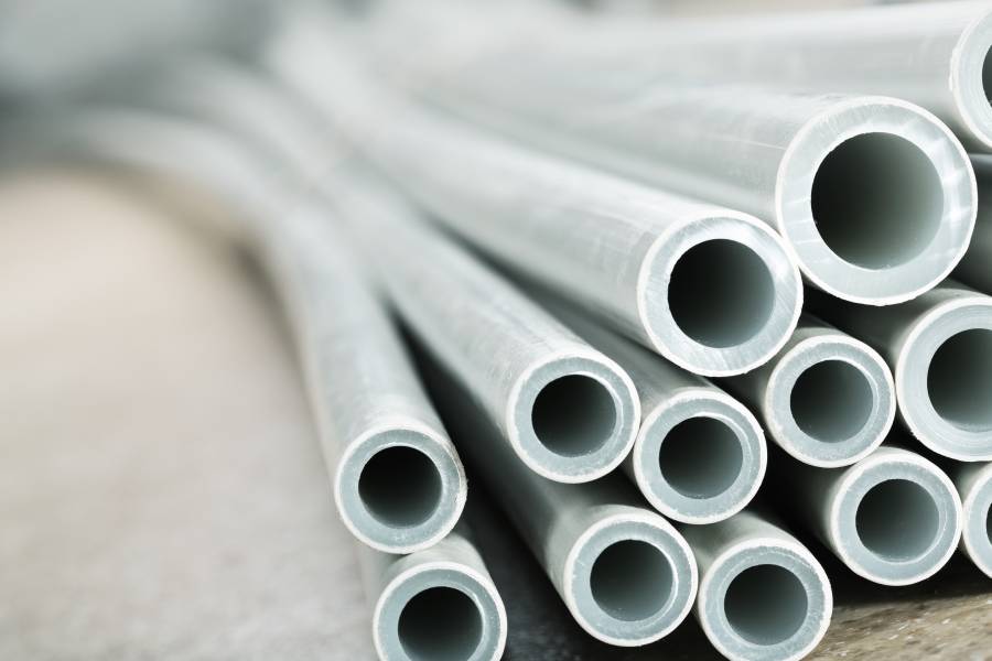 A closeup of industrial plastic tubes
