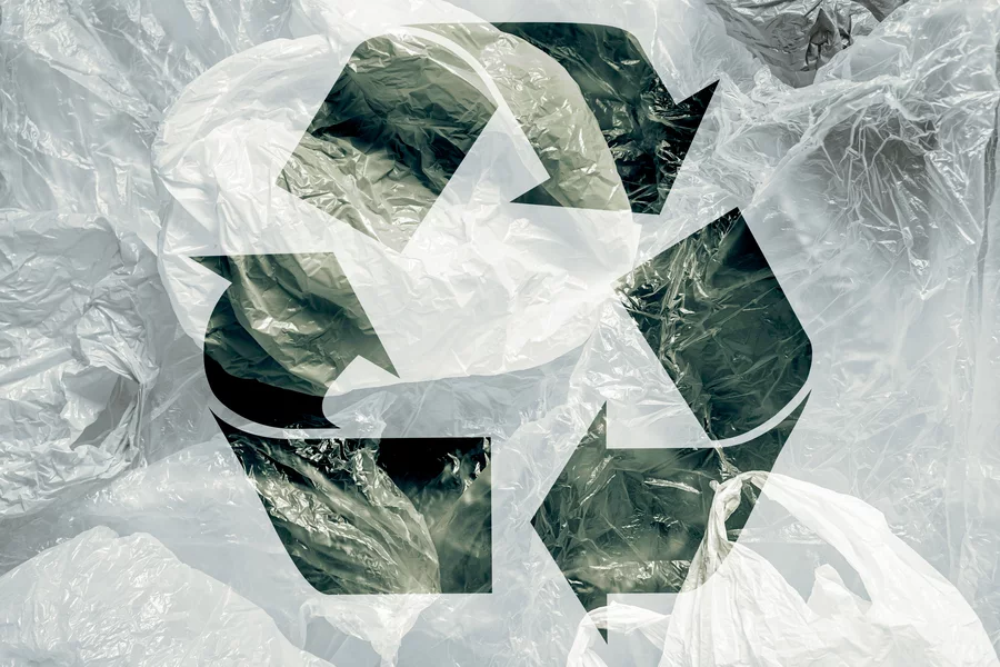 Recycle icon on top of pvc material