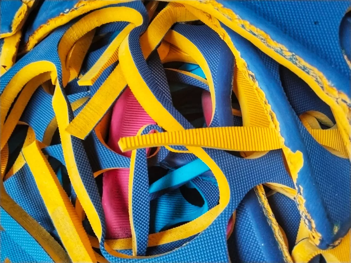 Close-up of vinyl scraps